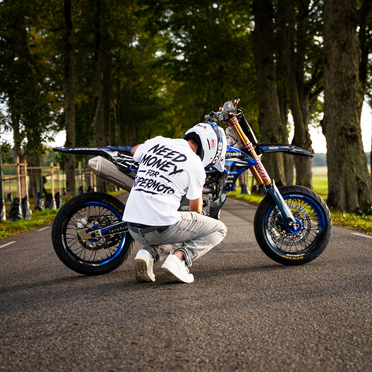Need Money For Supermoto - White T-Shirt